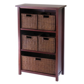 Winsome 94313 Milan 6pc Cabinet/Shelf and Baskets; Shelf, One Basket, 4 Small Baskets; 3 cartons