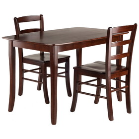 Winsome 94319 Inglewood 3-Pc Dining Table with Ladder-back Chairs, Walnut