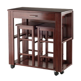 Winsome 94331 Fremont 3-Pc Space Saver with Tuck-away Stools, Walnut