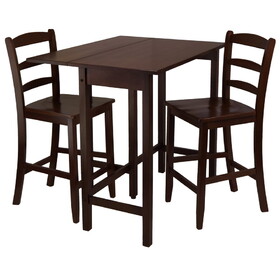 Winsome 94334 Lynnwood 3pc Drop Leaf High Table with 2 Counter Ladder Back Stool/Chair