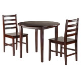 Winsome 94335 Clayton 3-PC Set Drop Leaf Table with 2 Ladderback Chairs