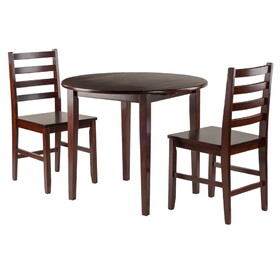 Winsome 94335 Clayton 3-Pc Drop Leaf Table with Ladder-back Chairs, Walnut