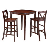 Winsome 94337 Inglewood 3-Pc High Table with 2 Bar V-Back Stools