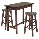 Winsome 94342 Sally 3-Pc Breakfast Table Set with Counter Stools, Walnut