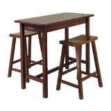 Winsome 94344 3pc Kitchen Island Set; Table with 2 Drawers and Saddle Stools