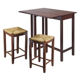 Winsome 94347 Lynwood 3pc Drop Leaf Table with Rush Seat Stool