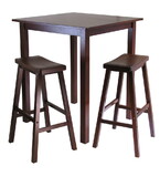 Winsome 94349 Parkland 3pc Square High/Pub Table Set with 2 Saddle Seat Stools