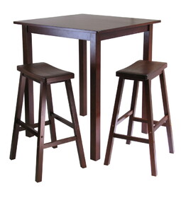 Winsome 94349 Parkland 3pc Square High/Pub Table Set with 2 Saddle Seat Stools
