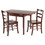 Winsome 94352 Pulman 3-Pc Dining Table with Ladder-back Chairs, Walnut