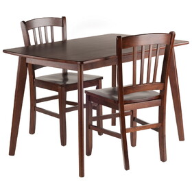 Winsome 94358 Shaye 3-Pc Set Dining Table with Slat-back Chairs, Walnut