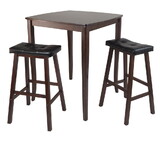 Winsome 94360 3pc Inglewood High/Pub Dining Table with Cushioned Saddle Stool