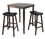 Winsome 94360 Inglewood 3-Pc High Table with Cushioned Saddle Seat Bar Stools, Walnut and Black
