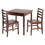 Winsome 94367 Pulman 3-Pc Dining Table with Ladder-back Chairs, Walnut