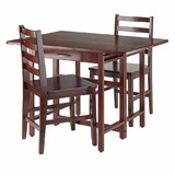 Winsome 94368 Taylor 3-Pc Drop Leaf Table with Ladder-back Chairs, Walnut