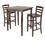 Winsome 94369 Kingsgate 3-Pc High Table with Ladder-back Bar Stools, Walnut