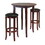 Winsome 94381 Fiona 3-Pc High Table with Cushion Swivel Seat Bar Stools, Walnut and Black