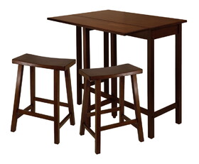 Winsome 94384 Lynnwood 3pc High Drop Leaf Table with 24" Saddle Seat Stool