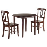 Winsome 94388 Clayton 3-Pc Drop Leaf Table with Key Hole-back Chairs, Walnut