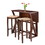 Winsome 94393 Harrington 3-Pc Drop Leaf High Table with Rush Seat Bar Stools, Walnut