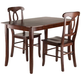 Winsome 94398 Inglewood 3-Pc Dining Table with Key Hole Chairs, Walnut