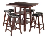 Winsome 94506 Orlando 3-Pc Set High Table, 2 Shelves w/ 4 Cushion Seat Stools