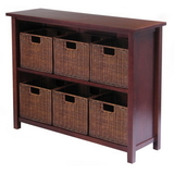 Winsome 94510 Milan 7pc Storage Shelf with Baskets; One Cabinet and 6  small Baskets; 3 cartons