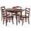 Winsome 94535 Pulman 5-Pc Extendable Table with Ladder-back Chairs, Walnut
