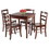 Winsome 94535 Pulman 5-Pc Extendable Table with Ladder-back Chairs, Walnut