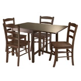 Winsome 94545 Lynden 5-Pc Dining Table with Ladder-back Chairs, Walnut