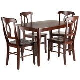 Winsome 94547 Inglewood 5-Pc Dining Table with Key Hole Back Chairs, Walnut