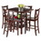 Winsome 94554 Orlando 5-Pc High Table with V-Back Counter Stools, Walnut