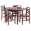 Winsome 94556 Pulman 5-Pc Extendable Table with Ladder-back Chairs, Walnut