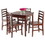 Winsome 94556 Pulman 5-Pc Extendable Table with Ladder-back Chairs, Walnut