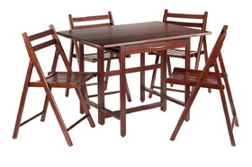Winsome 94557 Taylor 5-Pc Drop Leaf Table with Folding Chairs, Walnut