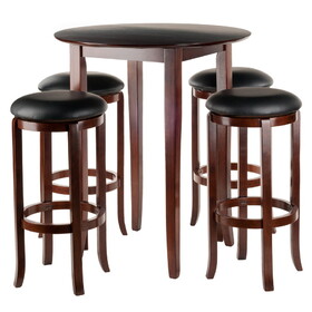 Winsome 94581 Fiona Round 5pc High/Pub Table Set with PVC Stools