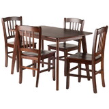 Winsome 94582 Shaye 5-Pc Dining Table with Slat Back Chairs, Walnut