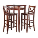 Winsome 94586 Halo 3pc Pub Table Set with 2 V-Back Stools