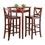 Winsome 94586 Halo 3-Pc High Table with V-Back Bar Stools, Walnut