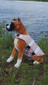Hunter K9 Wholesale PG1000 Dog Life Jacket Paws Aboard Pink/Grey Polka Dot Neoprene Pet Life Jacket Vest