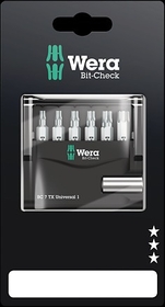 Wera 05073404001 Bit-Check 7 Tx Universal 1 Sb Bits For Torx Screws + Bitholder