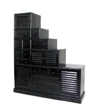 Wayborn 5575B Tonsu Step Cabinet, Ant. Black