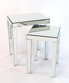 Wayborn MC005 Set Of 2 Beveled Mirror Nesting Tables, 24'' x 20'' x 14''