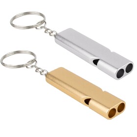 GOGO 2 PCS Aluminum Whistle with Keychain, Safety Emergency Whistles for Outdoor Hiking Camping Hunting Fishing Boating