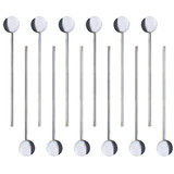 Aspire 12 PCS Stainless Steel Spoon Straws 7.5", Reusable Drinking Straw Stirrers, Party Supplies