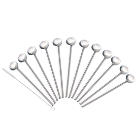 Aspire 12 PCS Stainless Steel Spoon Straws with Cleaning Brush Set, Reusable Straws Bar Accessories