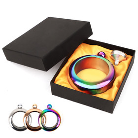TOPTIE Bracelet Flask Gift for Women with Funnel, 3.5oz Stainless Steel Bangle Flask, Multicolor