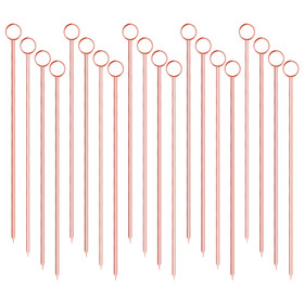 TOPTIE 20PCS Circle Martini Picks, Stainless Steel 4 Inch Cocktail Party Garnish Food Toothpicks