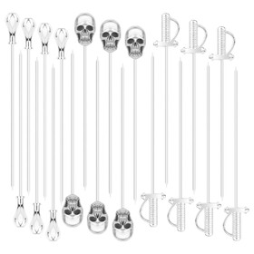 TOPTIE 20PCS Cocktail Picks, 4 Inch Stainless Steel Appetizer Skewers, Party Decorative Toothpicks