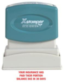 Xstamper 1628 Title Stamp - Your Insurance Has Paid…, Red, 1/2