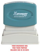 Xstamper 1628 Title Stamp - Your Insurance Has Paid&#133;, Red, 1/2" x 1-5/8"